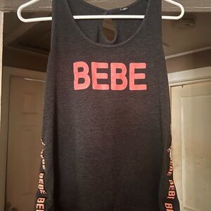 Bebe Charcoal Tank with Coral Logo Size Small